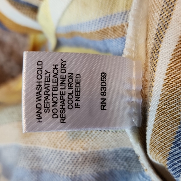 DREW yellow/blue/tan tie front sleeveless top-M - Picture 7 of 8